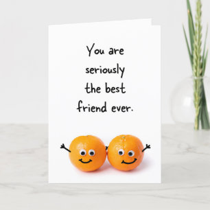 Friendship Funny Two Oranges Googly Eyes Humour Holiday Card