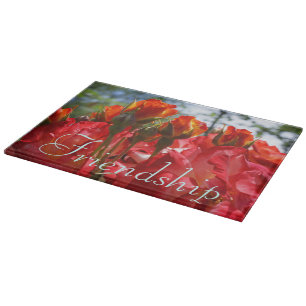 Friendship gifts Red Roses glass cutting boards