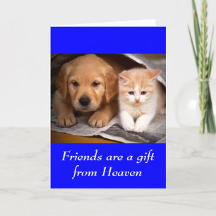 Friendship Golden Retriever Puppy  & Kitten  Card
