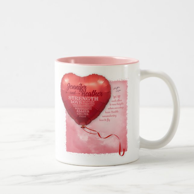 Friendship Heart Balloon Two-Tone Coffee Mug (Right)
