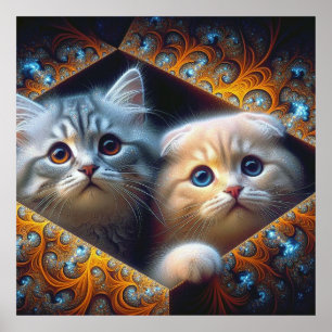 Friendship in Fractal Frames: A Stunning Art Poster
