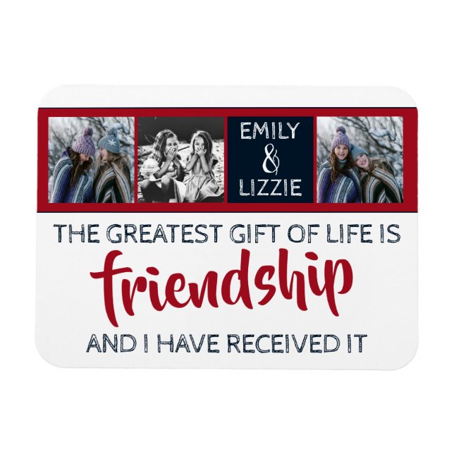 Friendship inspirational with names and photos magnet (Horizontal)