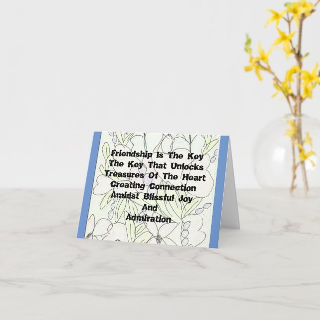 Friendship Is The Key  Card (Yellow Flower)