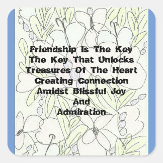 Friendship Is The Key Square Sticker