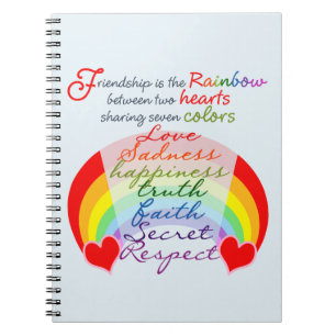 Friendship is the rainbow BFF Saying Design Notebook