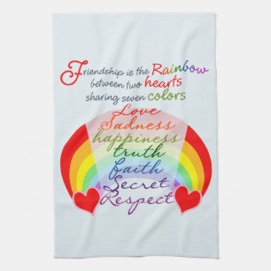 Friendship is the rainbow BFF Saying Design Tea Towel