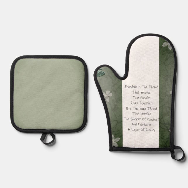 Friendship Is The Thread Oven Mitt & Pot Holder Set (Front)