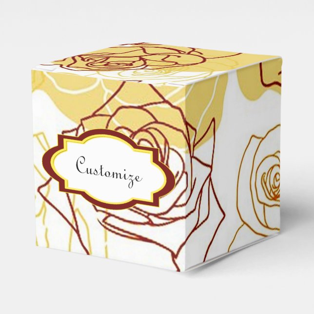 Friendship & Joy Yellow Roses Cube Favour Box (Front Side)
