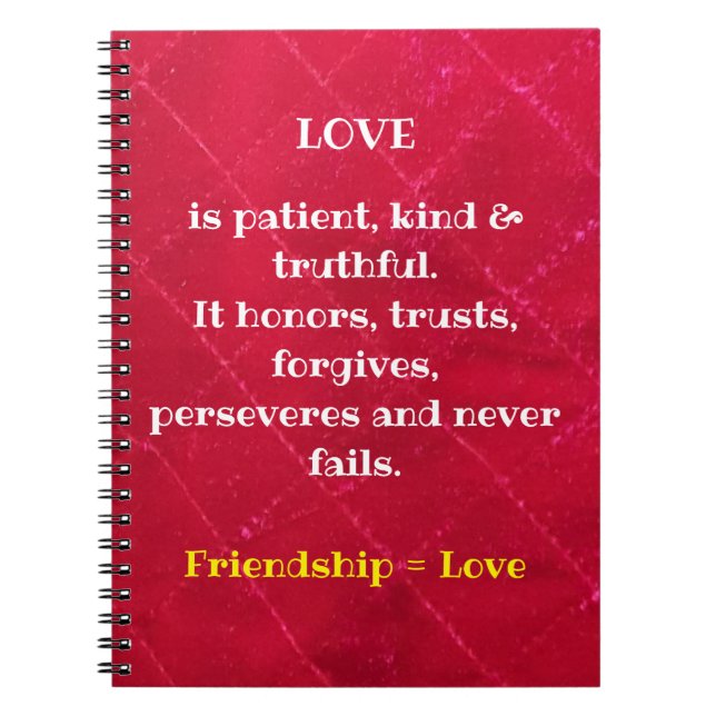 Friendship = Love Spiral Notebook (Front)