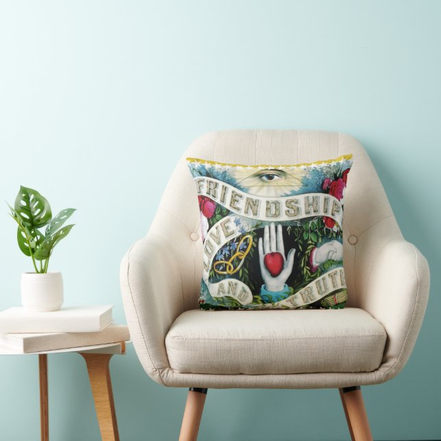 Friendship Love Truth Banner with Hearts Hands Cushion (Chair)