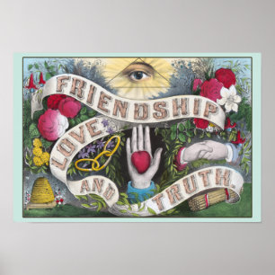 Friendship, Love, Truth Vintage Poster