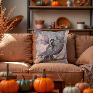 Friendship Owl and Fairy Throw Pillow