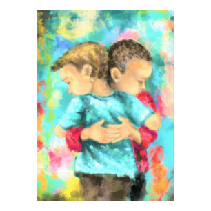 Friendship Photo Print Kids Hugging Peace Painting