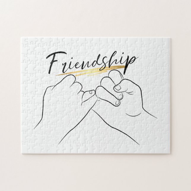 Friendship Pinky Promise Minimal Line Art Cute Jigsaw Puzzle (Horizontal)