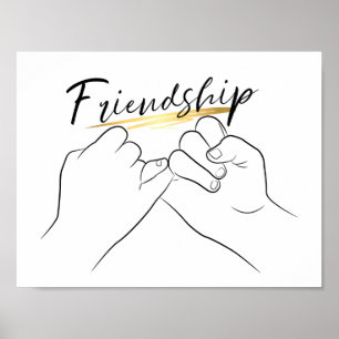 Friendship Pinky Promise Minimal Line Art Cute Poster
