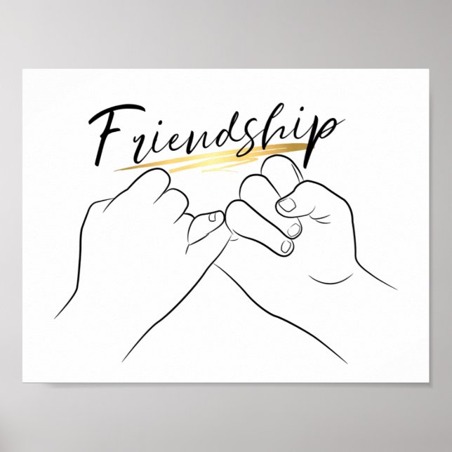 Friendship Pinky Promise Minimal Line Art Cute Poster (Front)