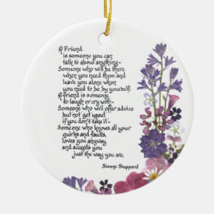 Friendship poem ceramic tree decoration