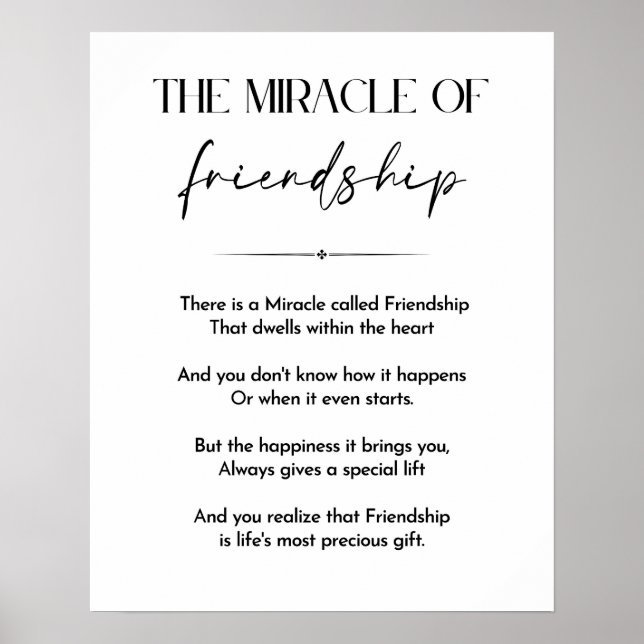 Friendship poem, friend inspirational gift, quote poster (Front)