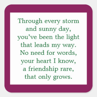 Friendship Poem Square Sticker