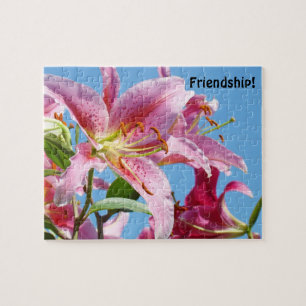 Friendship Puzzle Holiday gifts Pink Lily Flowers