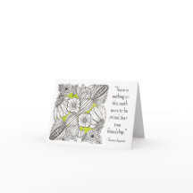Friendship Quote, BW Floral Doodle with Green  