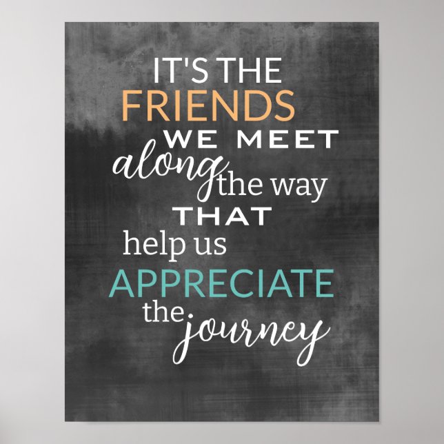 friendship quote charcoal grey and white wall art  (Front)