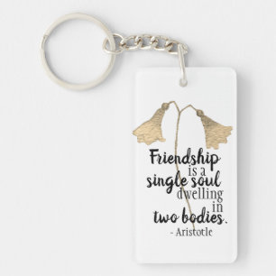 Friendship Quote Flowers Key Ring