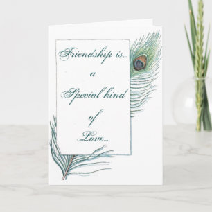 Friendship Quote Inspirational Peacock Feather Card