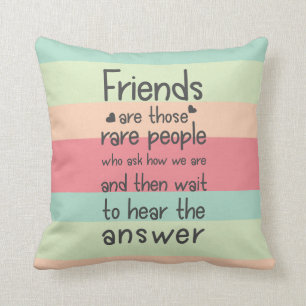 Friendship Quote Stripes Pastel Cute Friends rare  Cushion