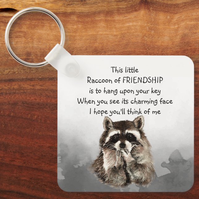 Friendship Racoon Think of Me Customised Key Ring (Front)