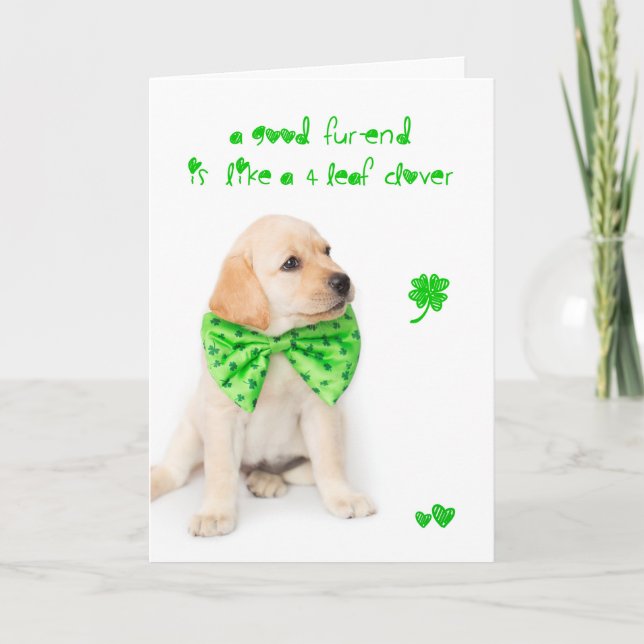 Friendship St Patricks Day Puppy Card (Front)
