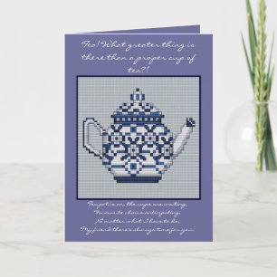 FRIENDSHIP TEA Cross Stitch Style Design Card