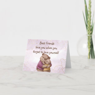 Friendship Teddy Bear Love you Inspirational  Thank You Card