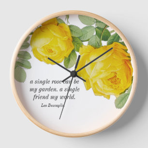 Friendship Yellow Rose Wall Clock