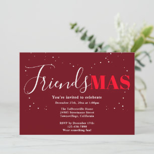 Friendsmas Burgundy Christmas Invitation