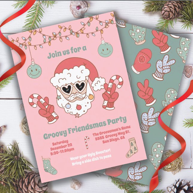 Friendsmas Christmas Hippie Santa Party Invitation (Creator Uploaded)