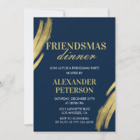 Friendsmas Dinner invitations  Navy Gold