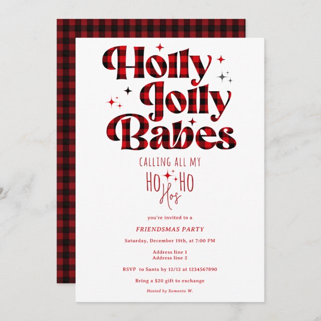Friendsmas Girls Night Ladies Christmas Slumber Invitation (Front/Back)