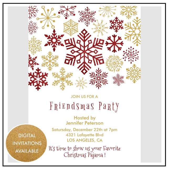 Friendsmas invitations Christmas Elegant Red (Creator Uploaded)