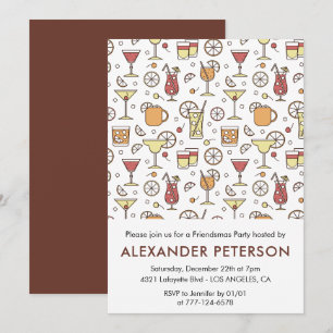 Friendsmas invitations Cocktail Pattern