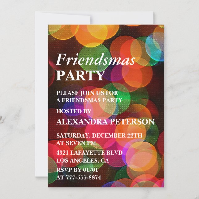  Friendsmas invitations Colourful Confetti Sparkle (Front)