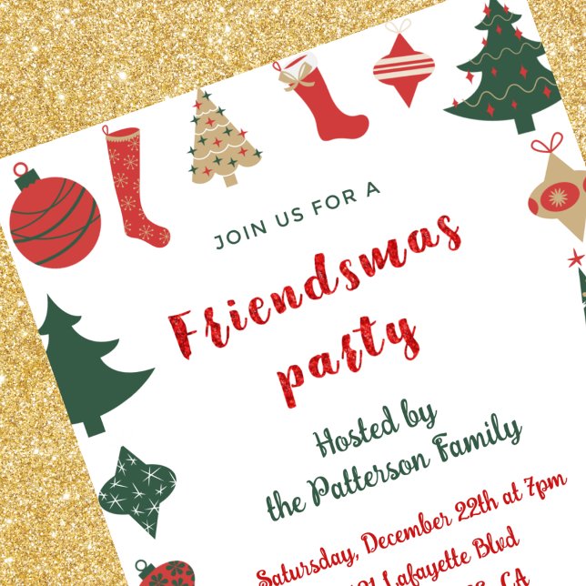 Friendsmas invitations Cute Christmas trees socks (Creator Uploaded)