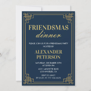 Friendsmas invitations Dinner Navy Gold