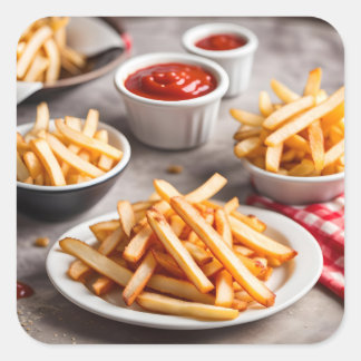 Fries & Ketchup Square Sticker