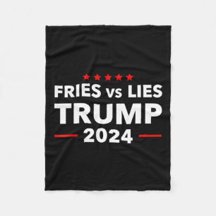 Fries Vs Lies Trump 2024 French Fries Trump Vance Fleece Blanket