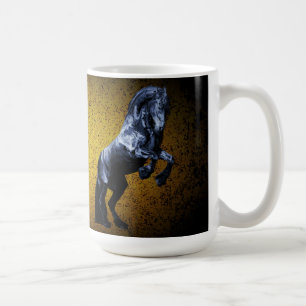 Friesian black stallion/black beauty, horse gold coffee mug