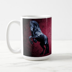 Friesian black stallion/black beauty, horse pink coffee mug