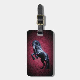 Friesian black stallion/black beauty, horse pink luggage tag