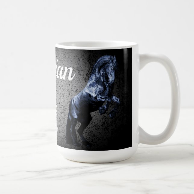 Friesian black stallion/black beauty, horse silver coffee mug (Right)