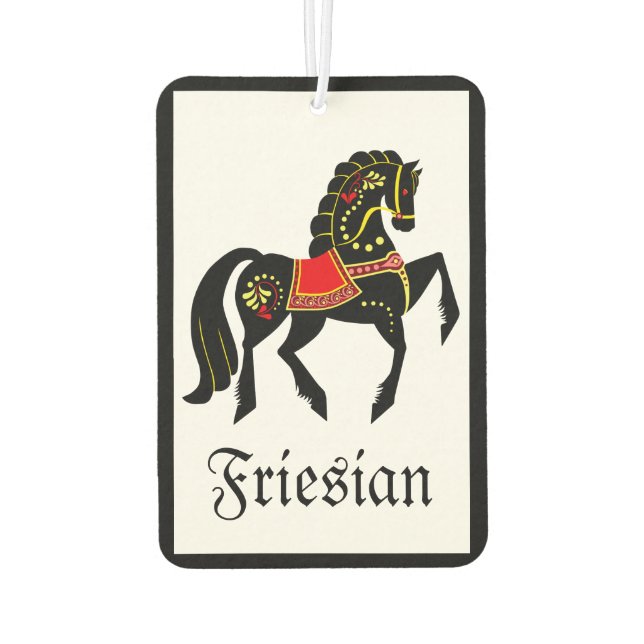 Friesian, black stallion, folk Friesian image Car Air Freshener (Back)
